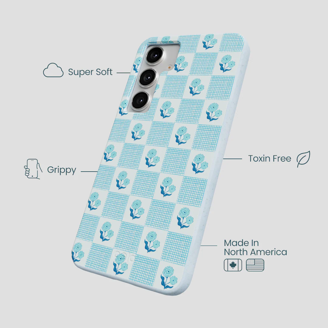 Powder Blue Garden Grid Samsung Galaxy S25+(Plus) Case - Image 3