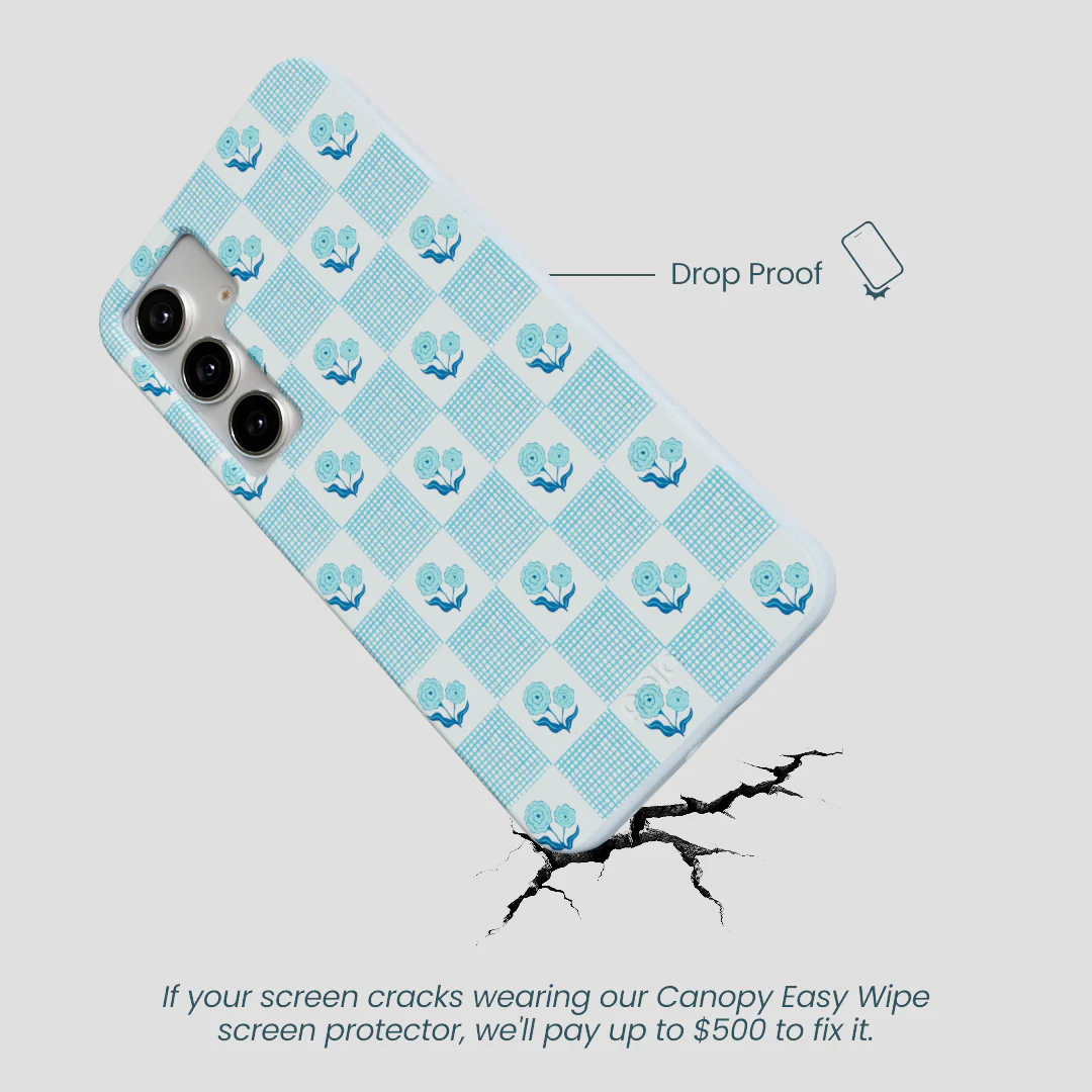Powder Blue Garden Grid Samsung Galaxy S25+(Plus) Case - Image 4