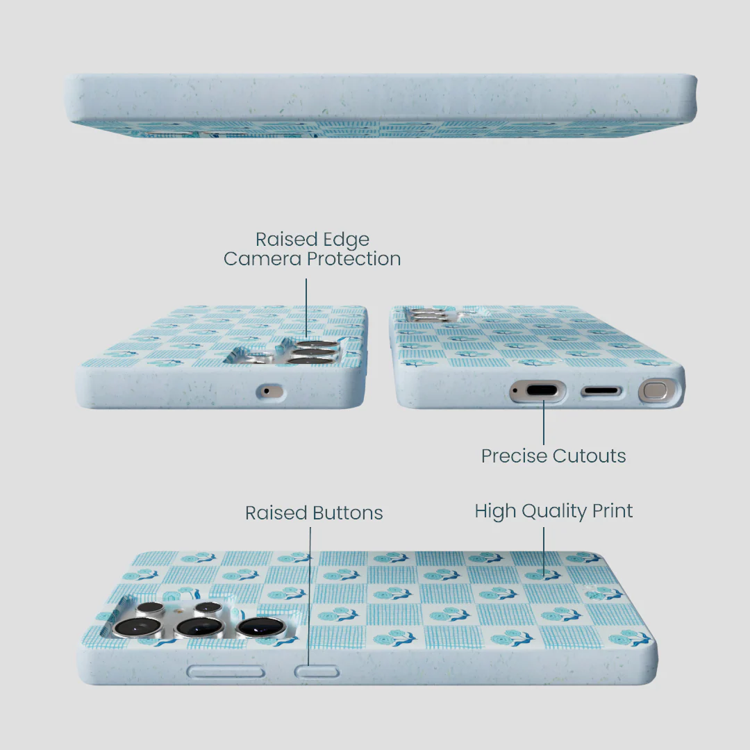 Powder Blue Garden Grid Samsung Galaxy S25 Ultra Case - Image 2