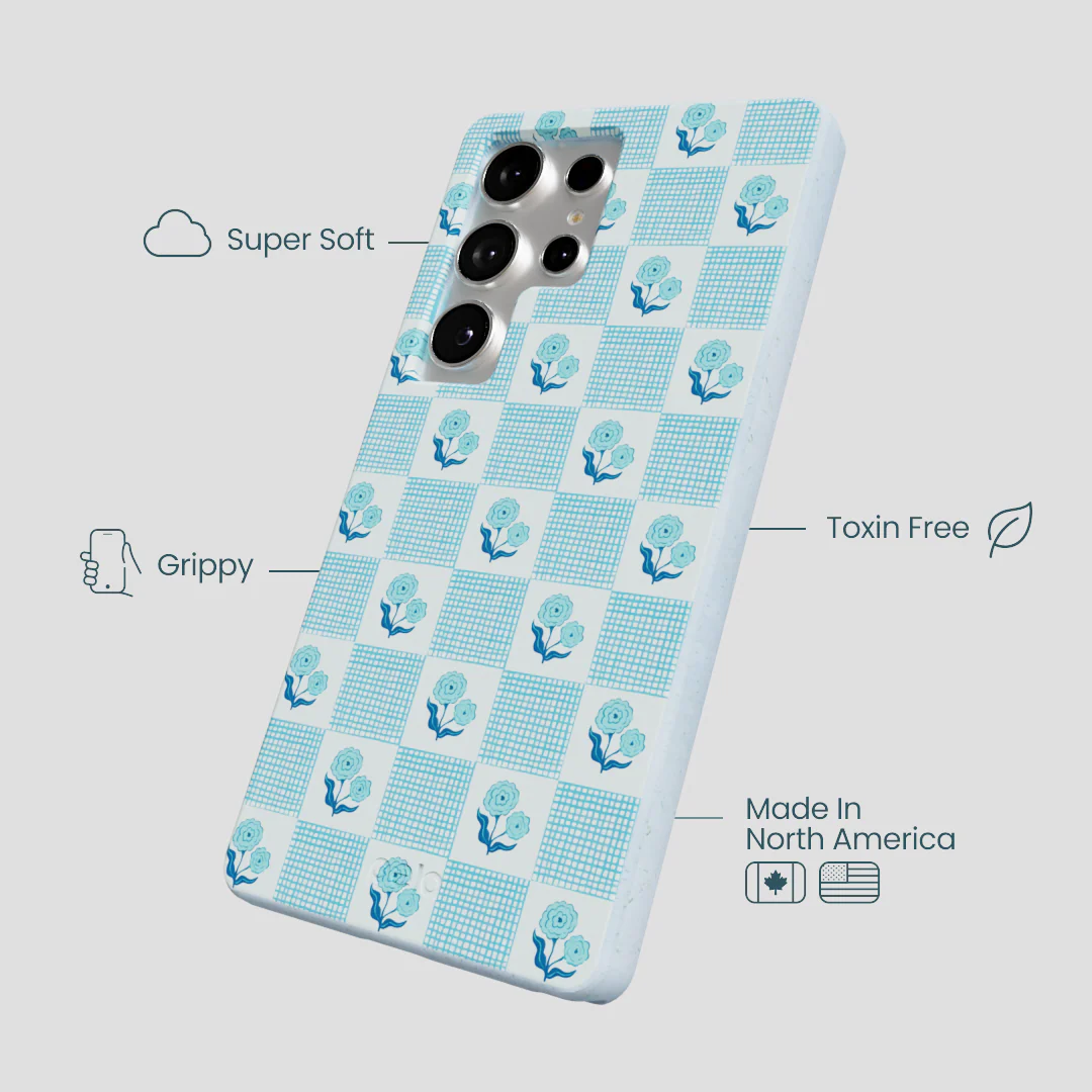 Powder Blue Garden Grid Samsung Galaxy S25 Ultra Case - Image 3
