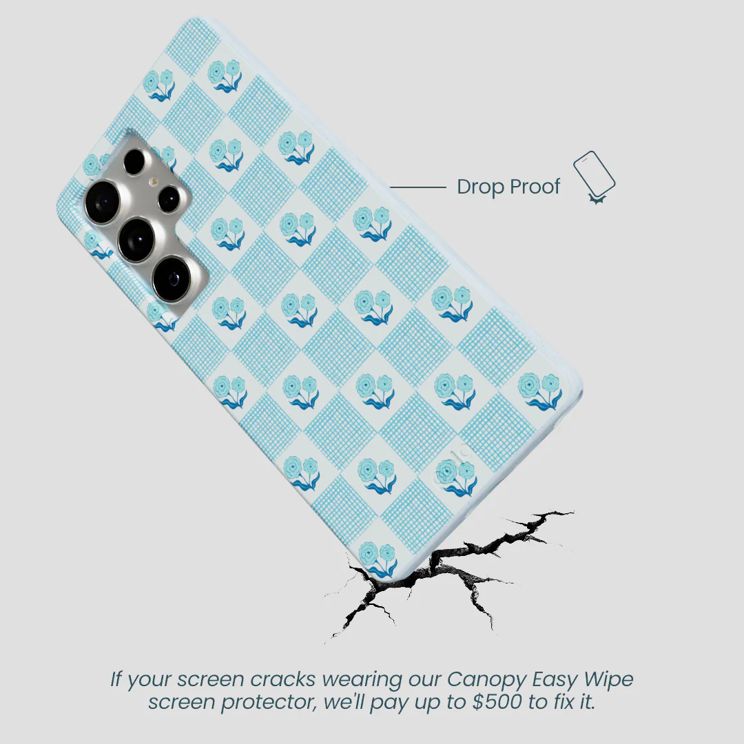 Powder Blue Garden Grid Samsung Galaxy S25 Ultra Case - Image 4