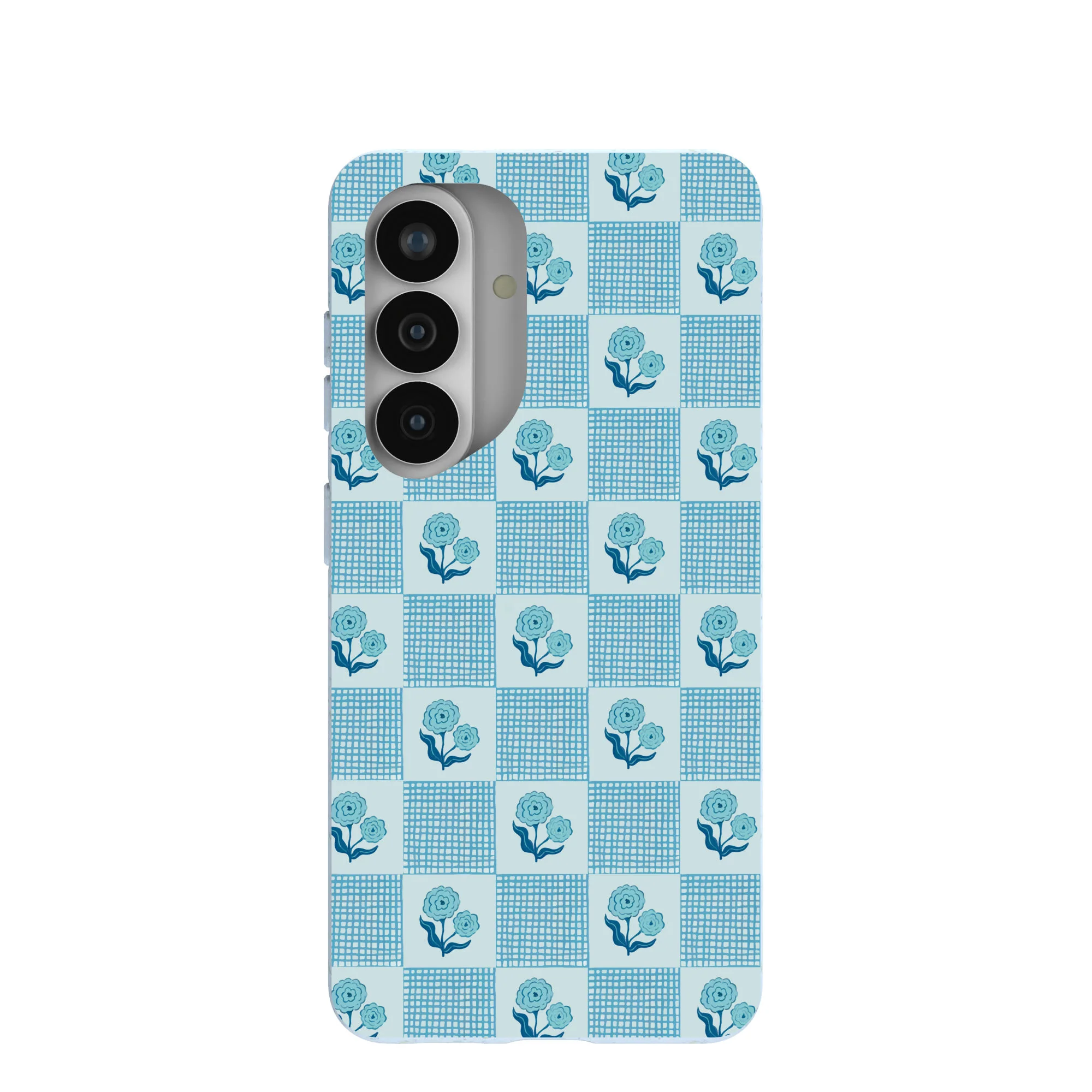 Powder Blue Garden Grid Samsung Galaxy S26 Case