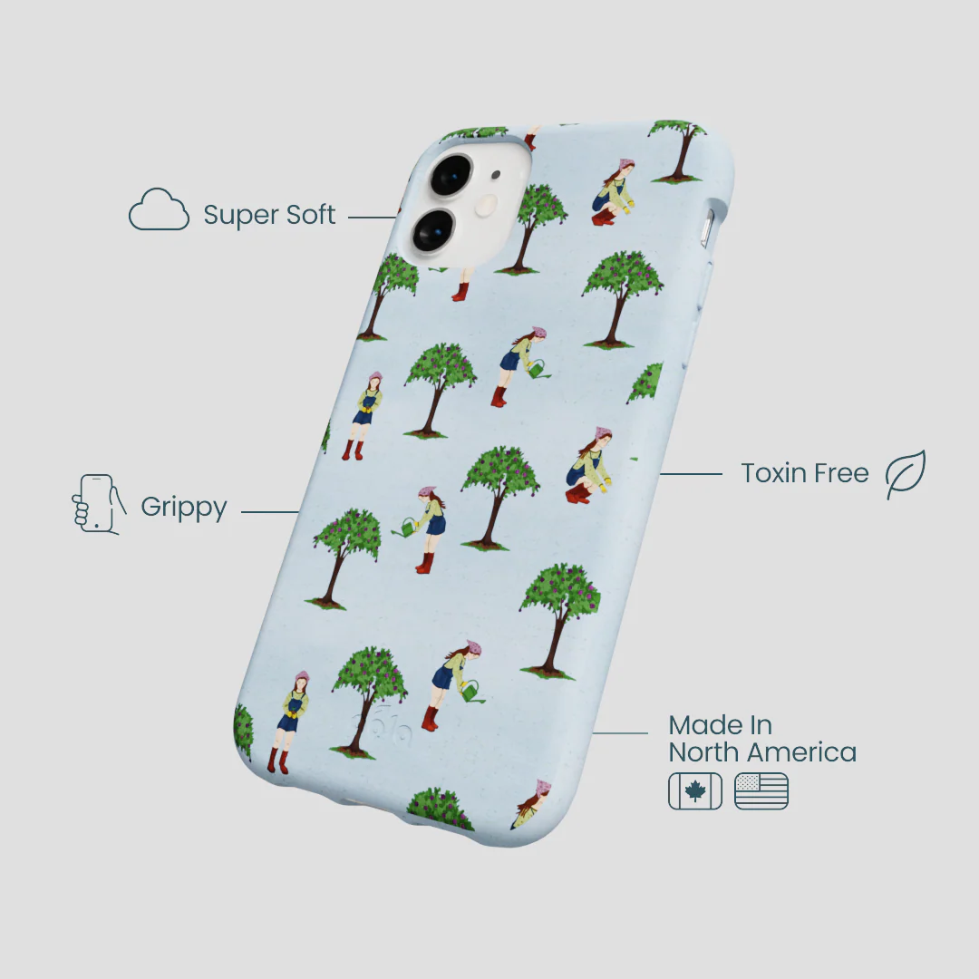Powder Blue Gardening Girl iPhone 11 Case - Image 3