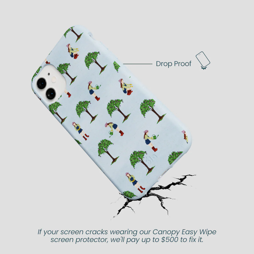 Powder Blue Gardening Girl iPhone 11 Case - Image 4