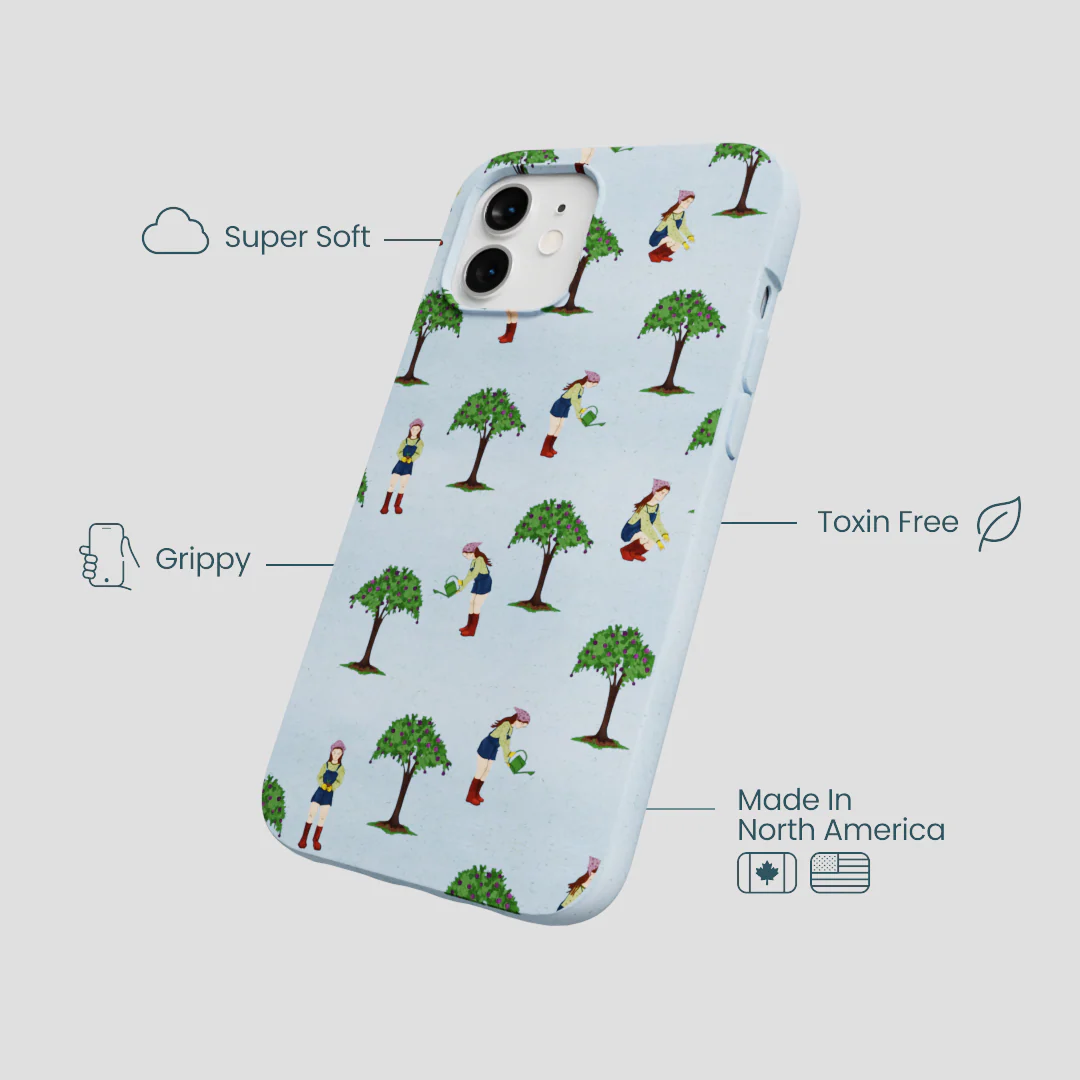 Powder Blue Gardening Girl iPhone 12/ iPhone 12 Pro Case - Image 3