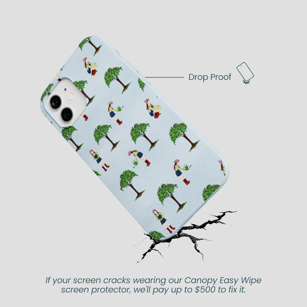 Powder Blue Gardening Girl iPhone 12/ iPhone 12 Pro Case - Image 4