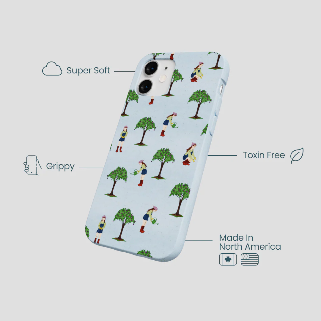Powder Blue Gardening Girl iPhone 12 Mini Case - Image 3