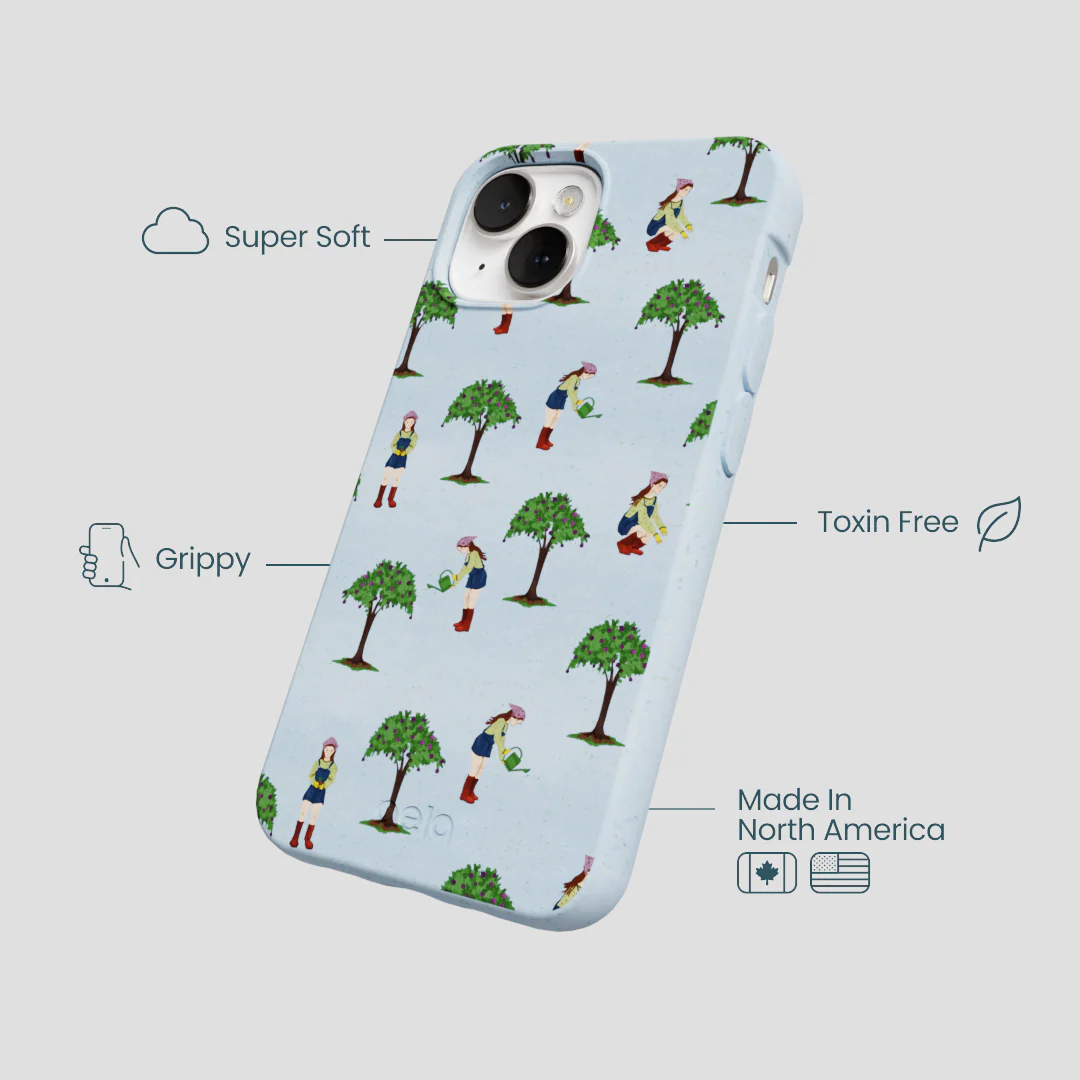Powder Blue Gardening Girl iPhone 13 Case - Image 4