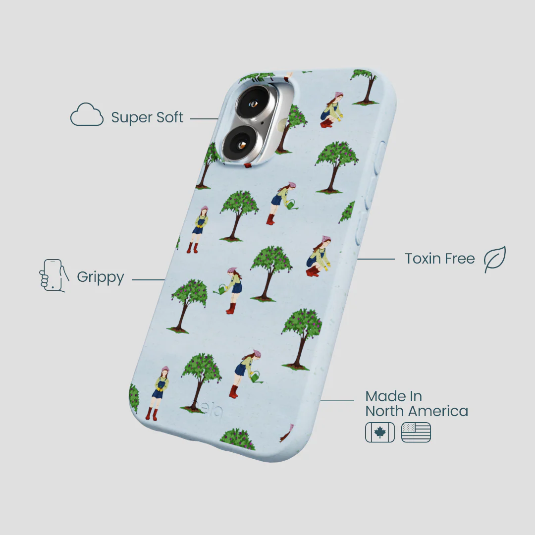 Powder Blue Gardening Girl iPhone 16 Case - Image 4