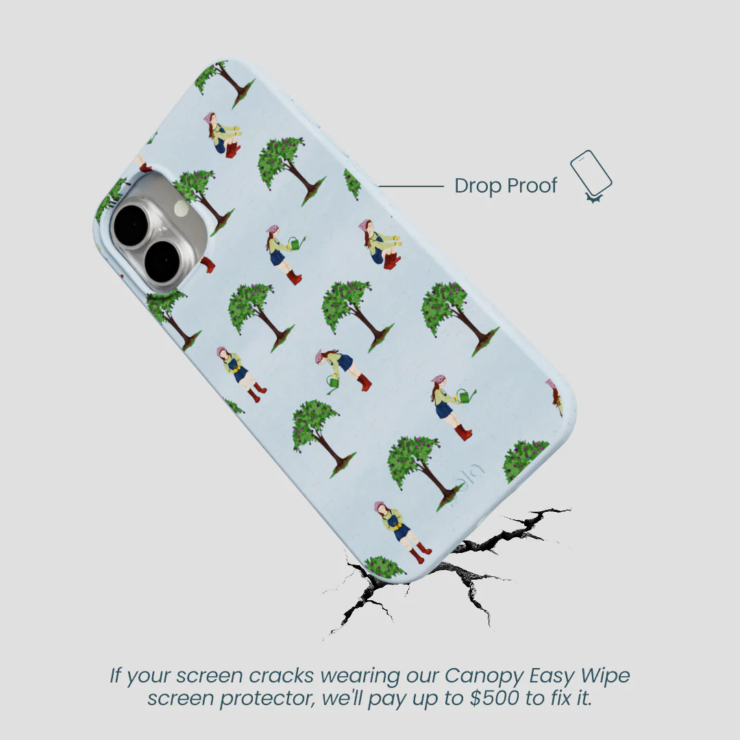 Powder Blue Gardening Girl iPhone 16 Plus Case - Image 5