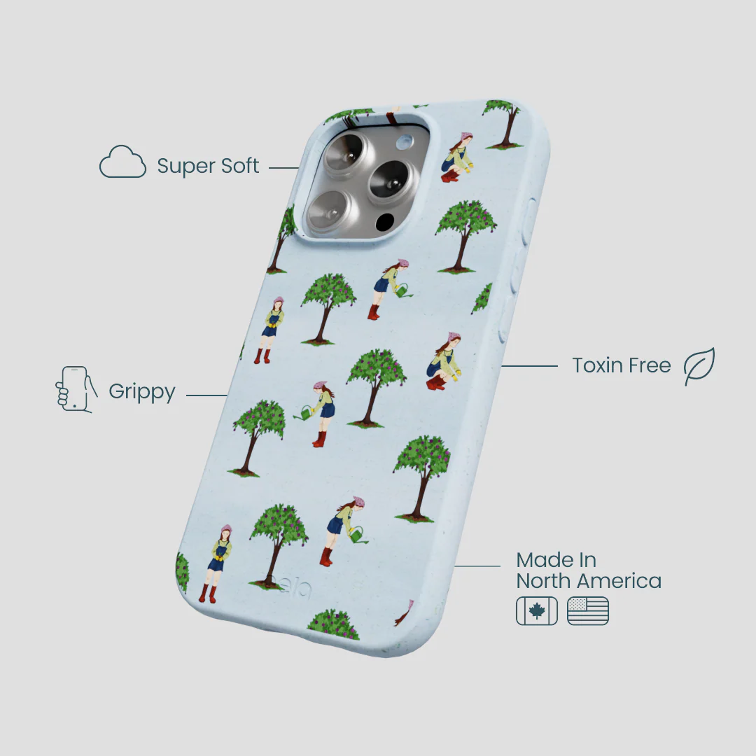 Powder Blue Gardening Girl iPhone 16 Pro Case - Image 4
