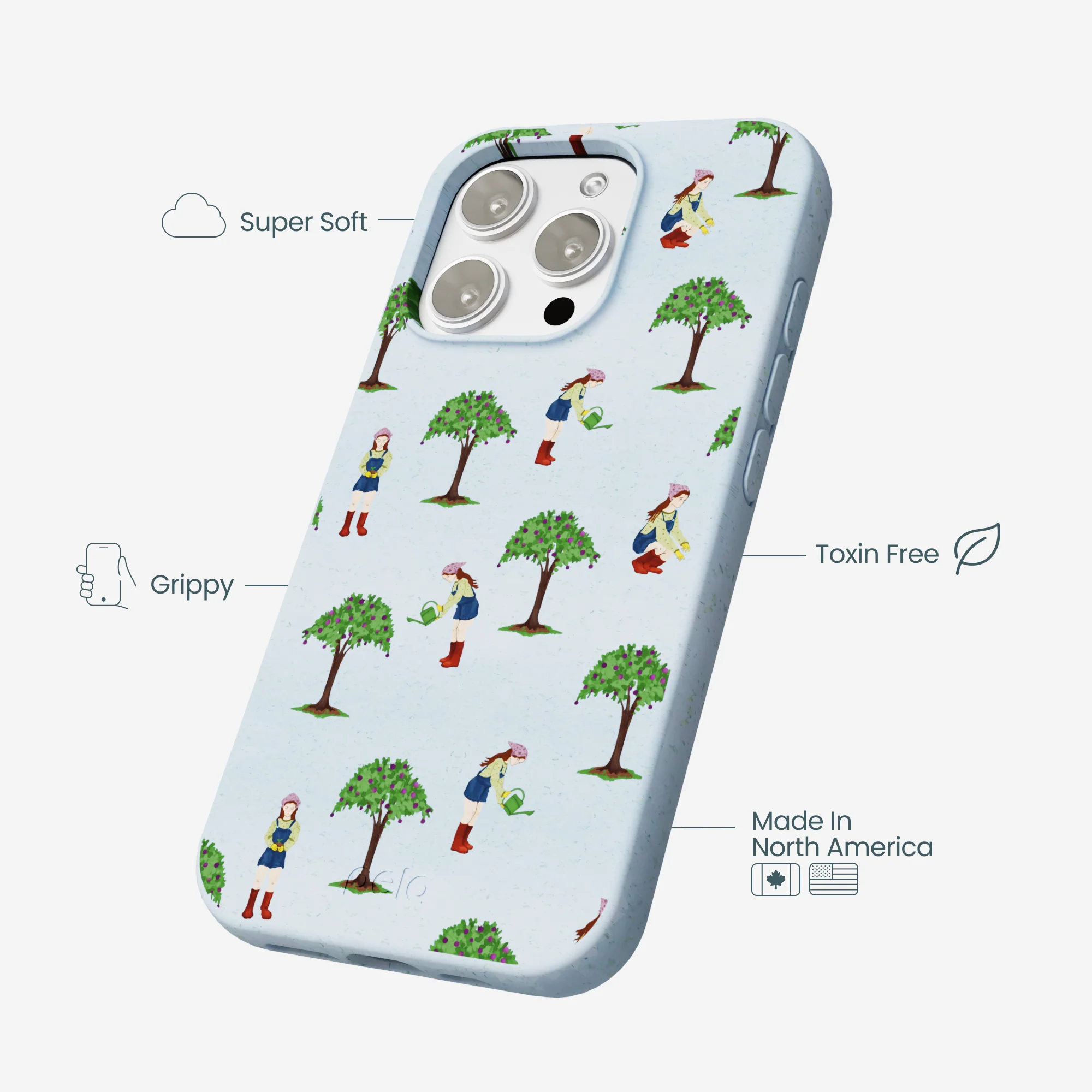 Powder Blue Gardening Girl iPhone 16 Pro Max Case - Image 4
