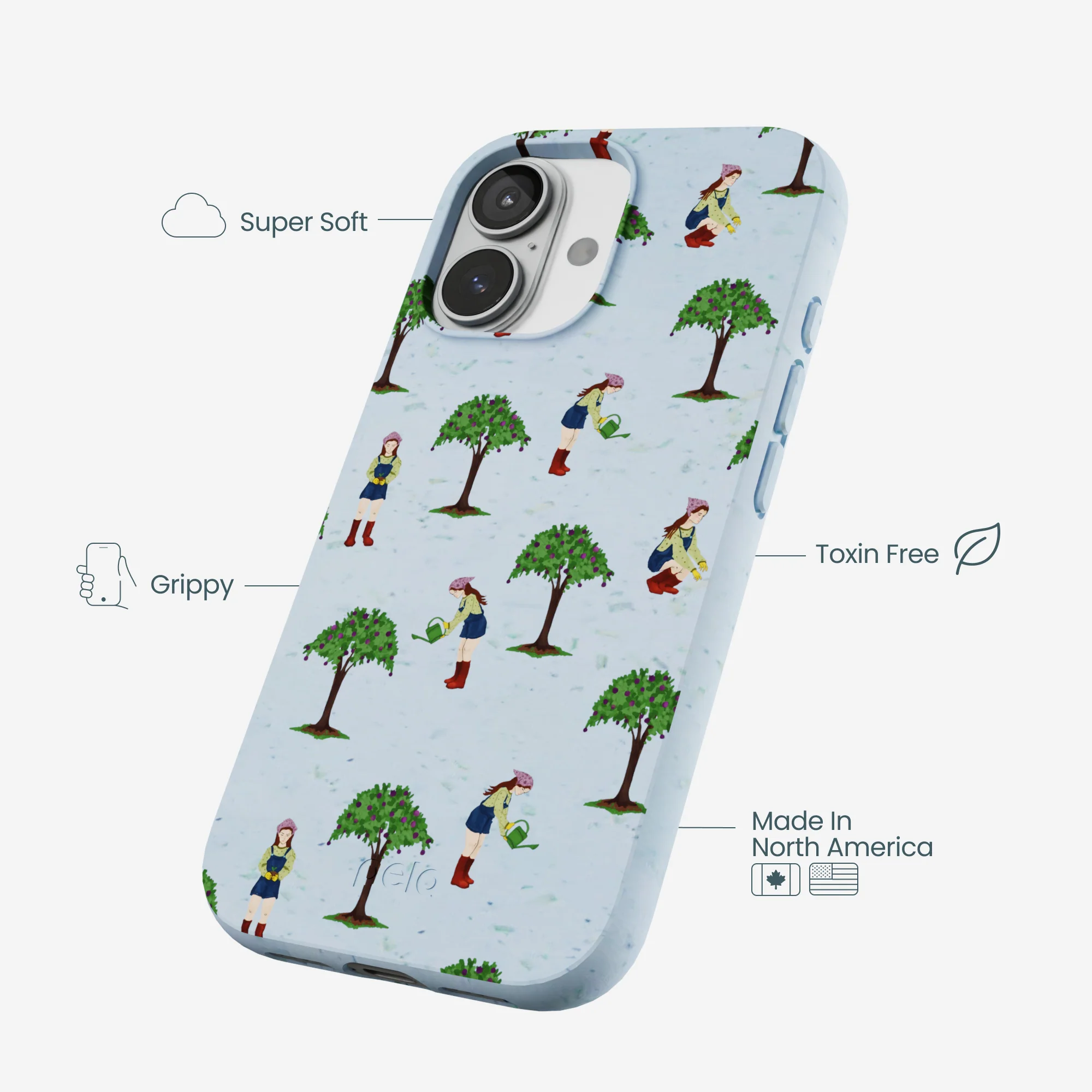 Powder Blue Gardening Girl iPhone 17 Case - Image 4