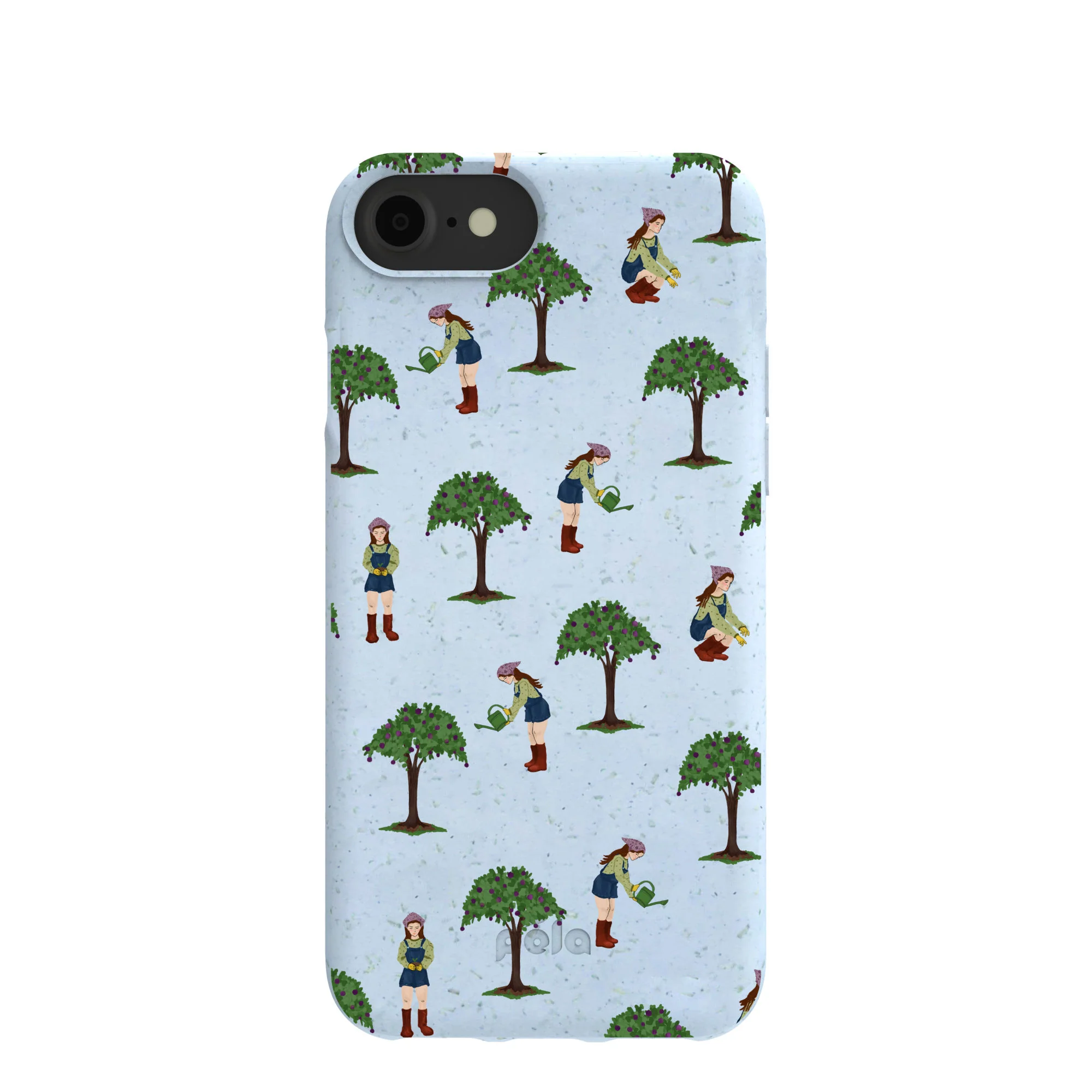 Powder Blue Gardening Girl iPhone 6/6s/7/8/SE Case