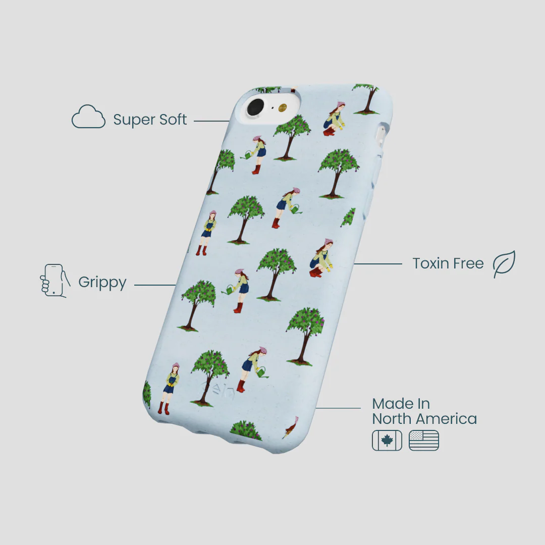 Powder Blue Gardening Girl iPhone 6/6s/7/8/SE Case - Image 3