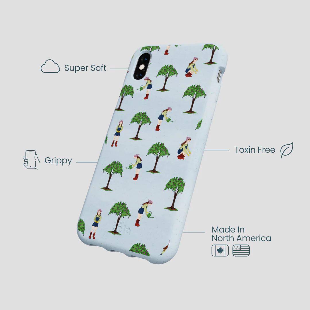 Powder Blue Gardening Girl iPhone XR Case - Image 3