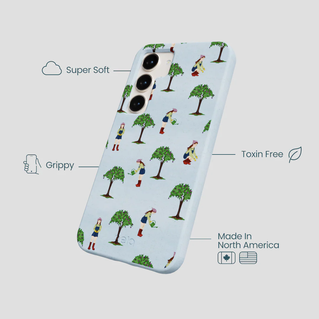 Powder Blue Gardening Girl Samsung Galaxy S24 Case - Image 3