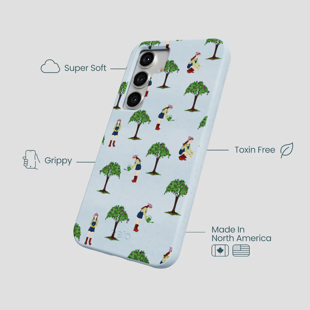 Powder Blue Gardening Girl Samsung Galaxy S25 Case - Image 3