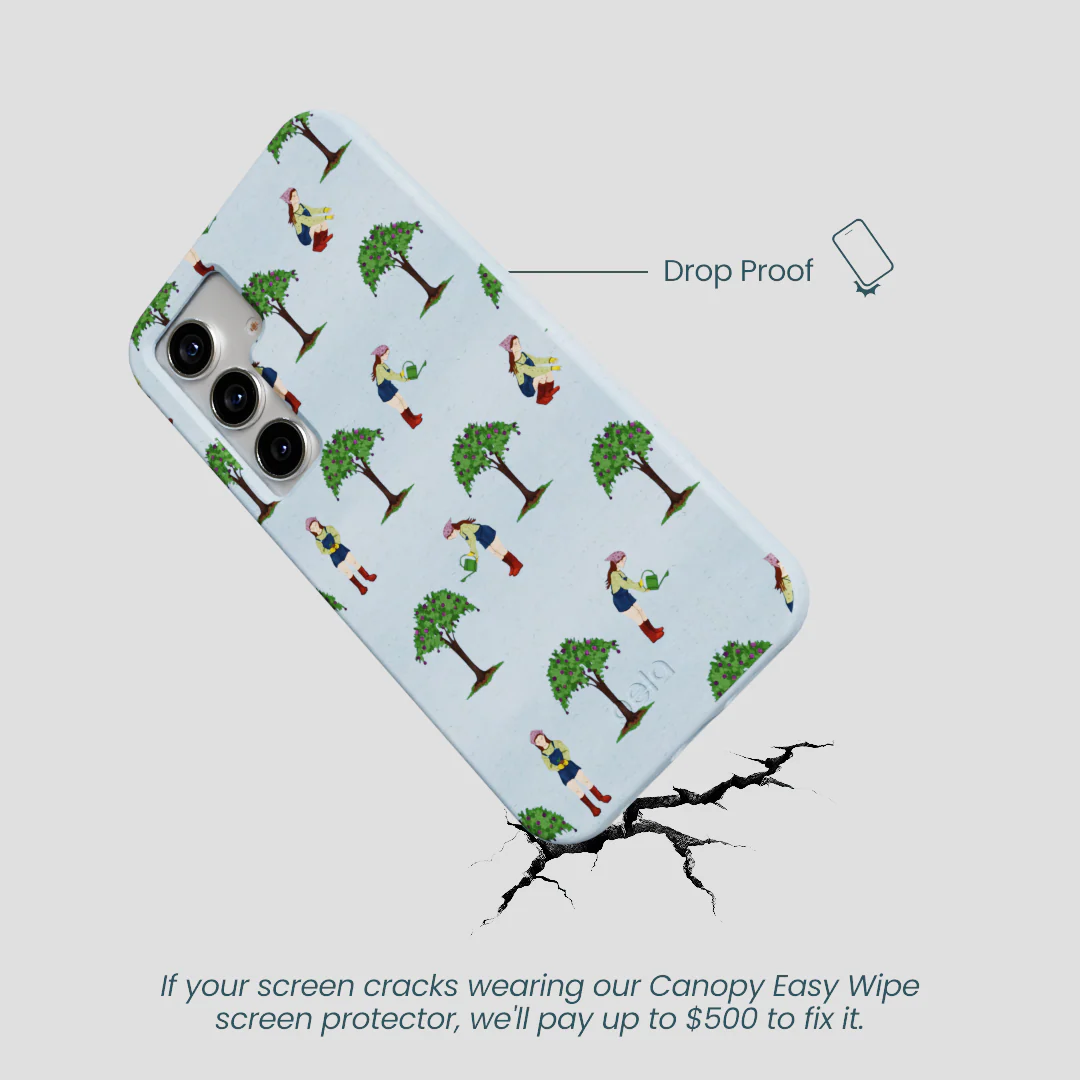 Powder Blue Gardening Girl Samsung Galaxy S25 Case - Image 4