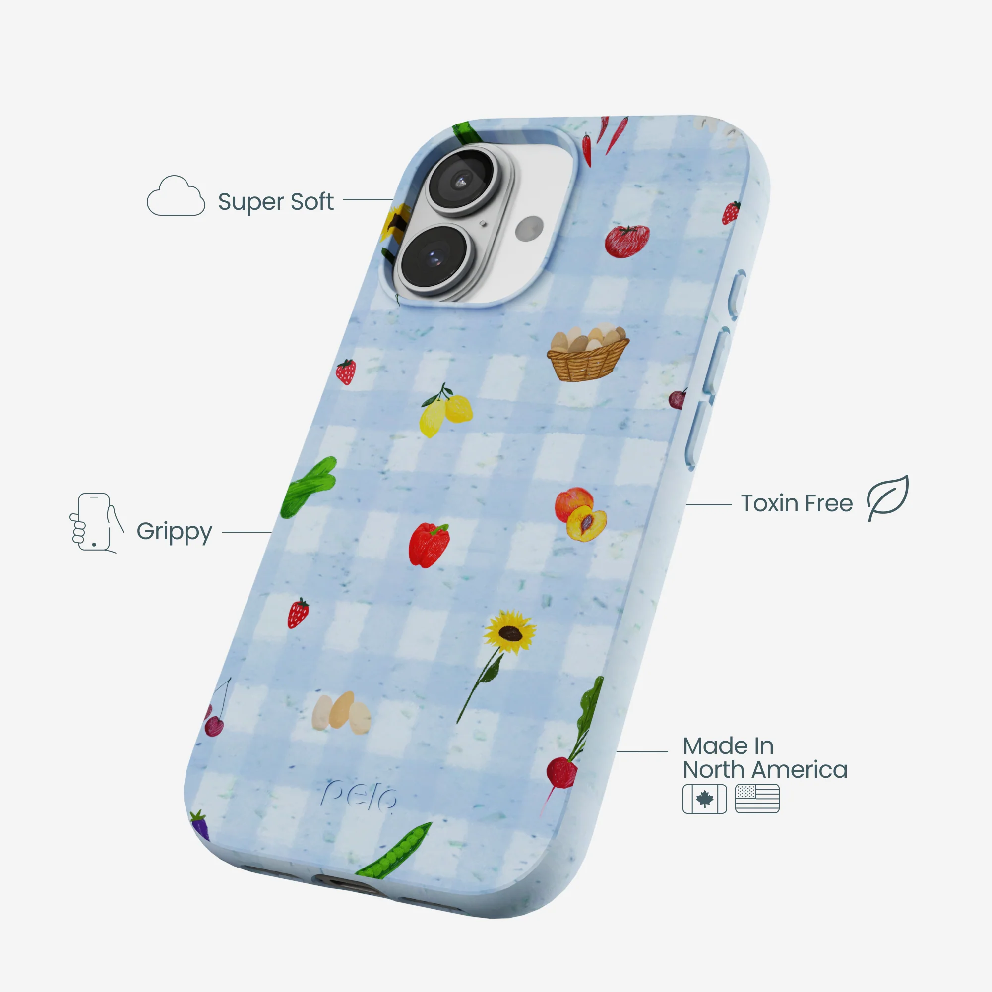 Powder Blue Gingham Farmhouse iPhone 17 Case - Image 4