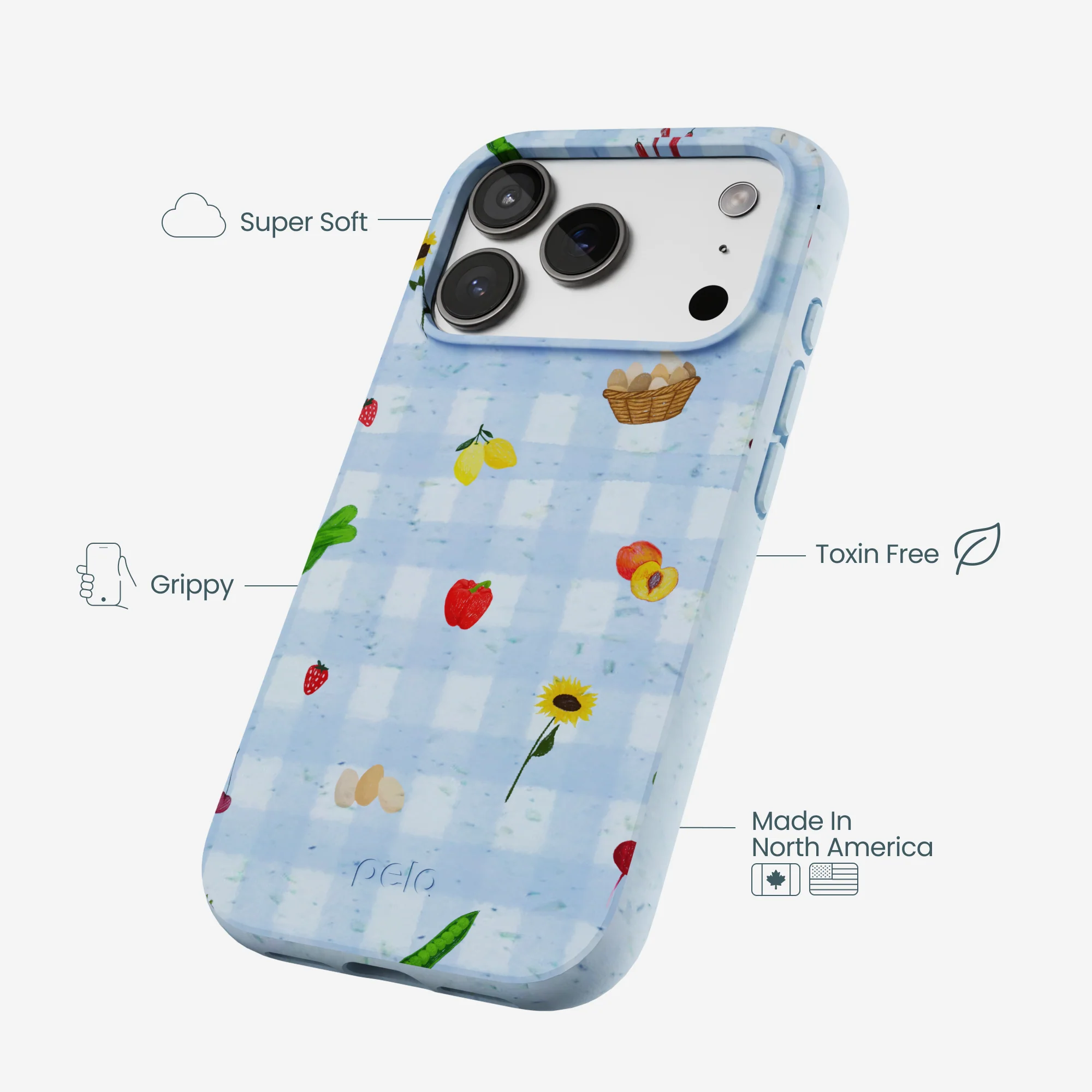 Powder Blue Gingham Farmhouse iPhone 17 Pro Case - Image 4