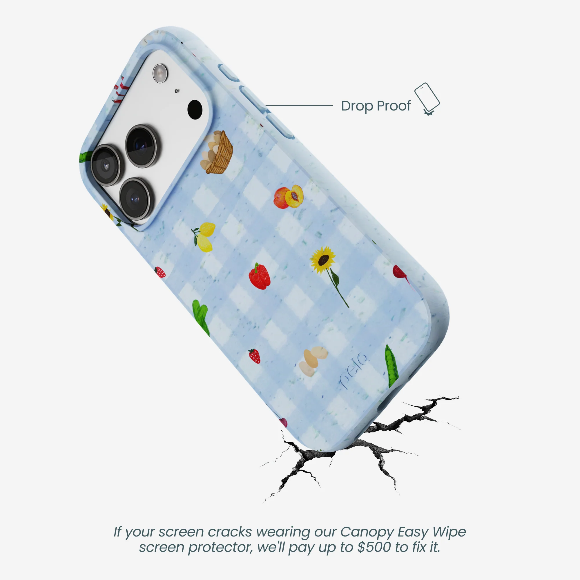 Powder Blue Gingham Farmhouse iPhone 17 Pro Case - Image 5
