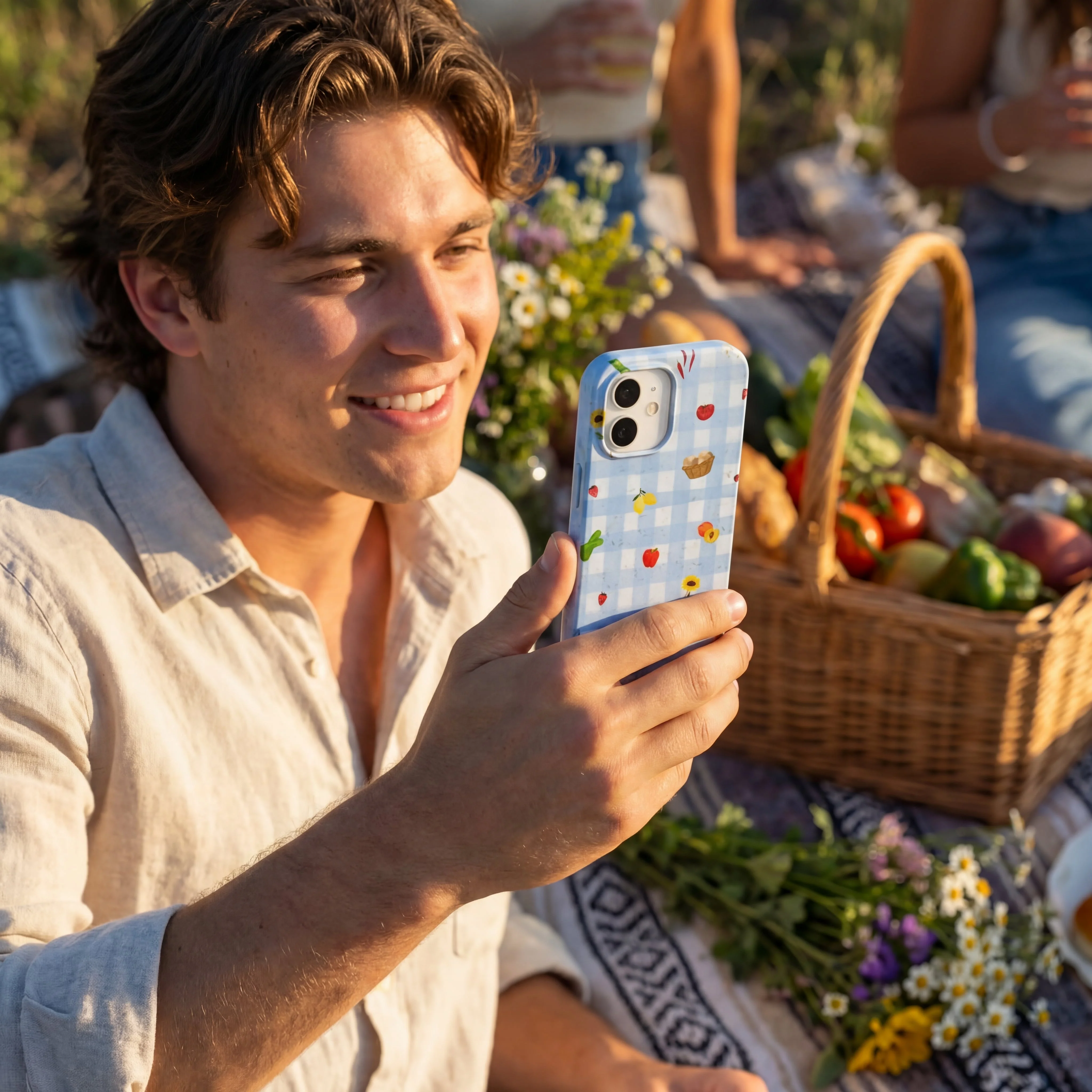 Powder Blue Gingham Farmhouse iPhone 17 Pro Max Case - Image 2