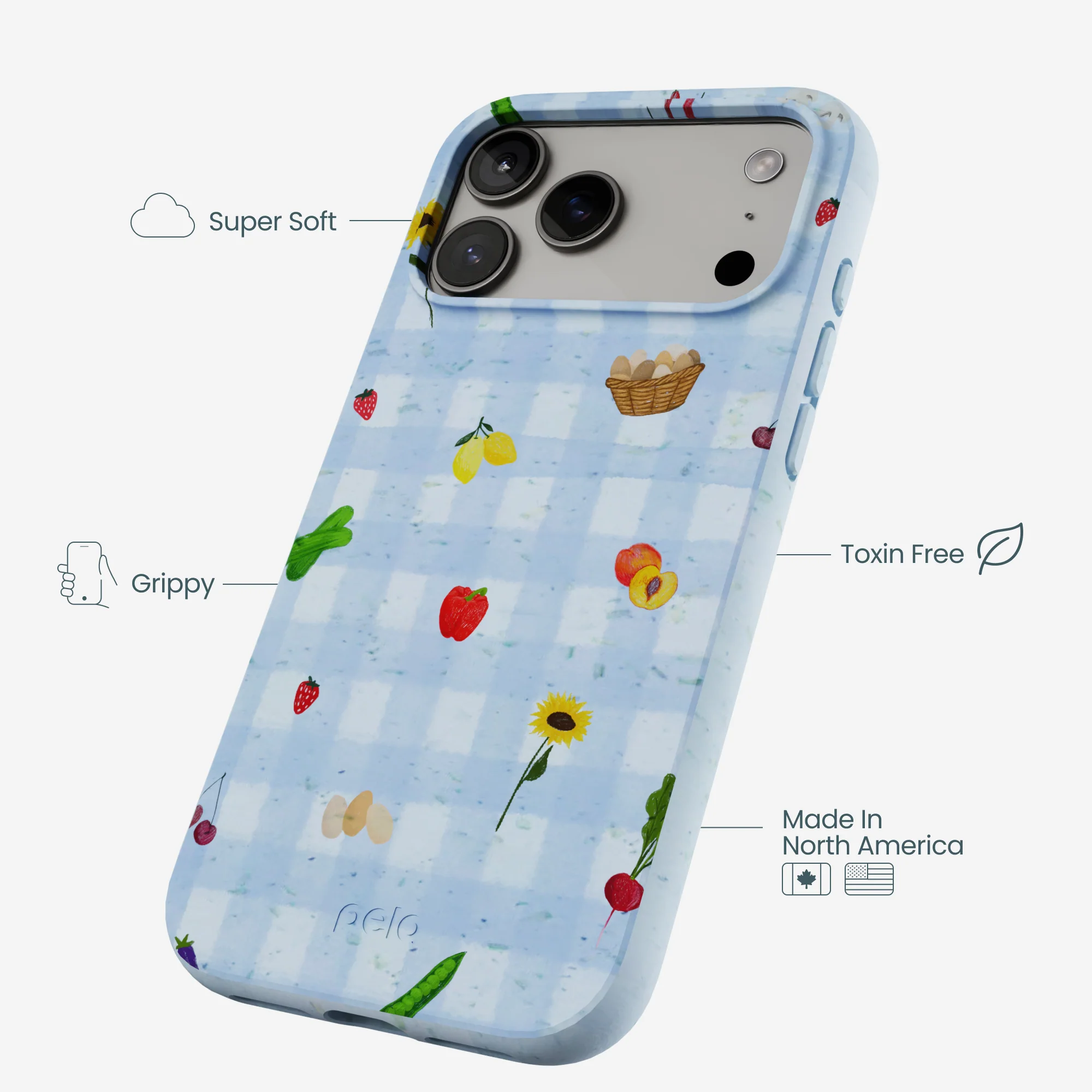 Powder Blue Gingham Farmhouse iPhone 17 Pro Max Case - Image 4