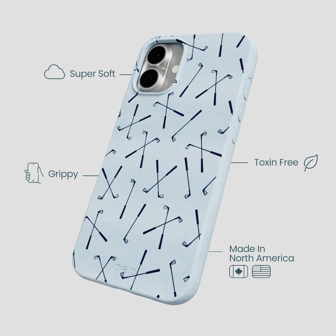 Powder Blue Golf Clubs iPhone 16 Plus Case - Image 4