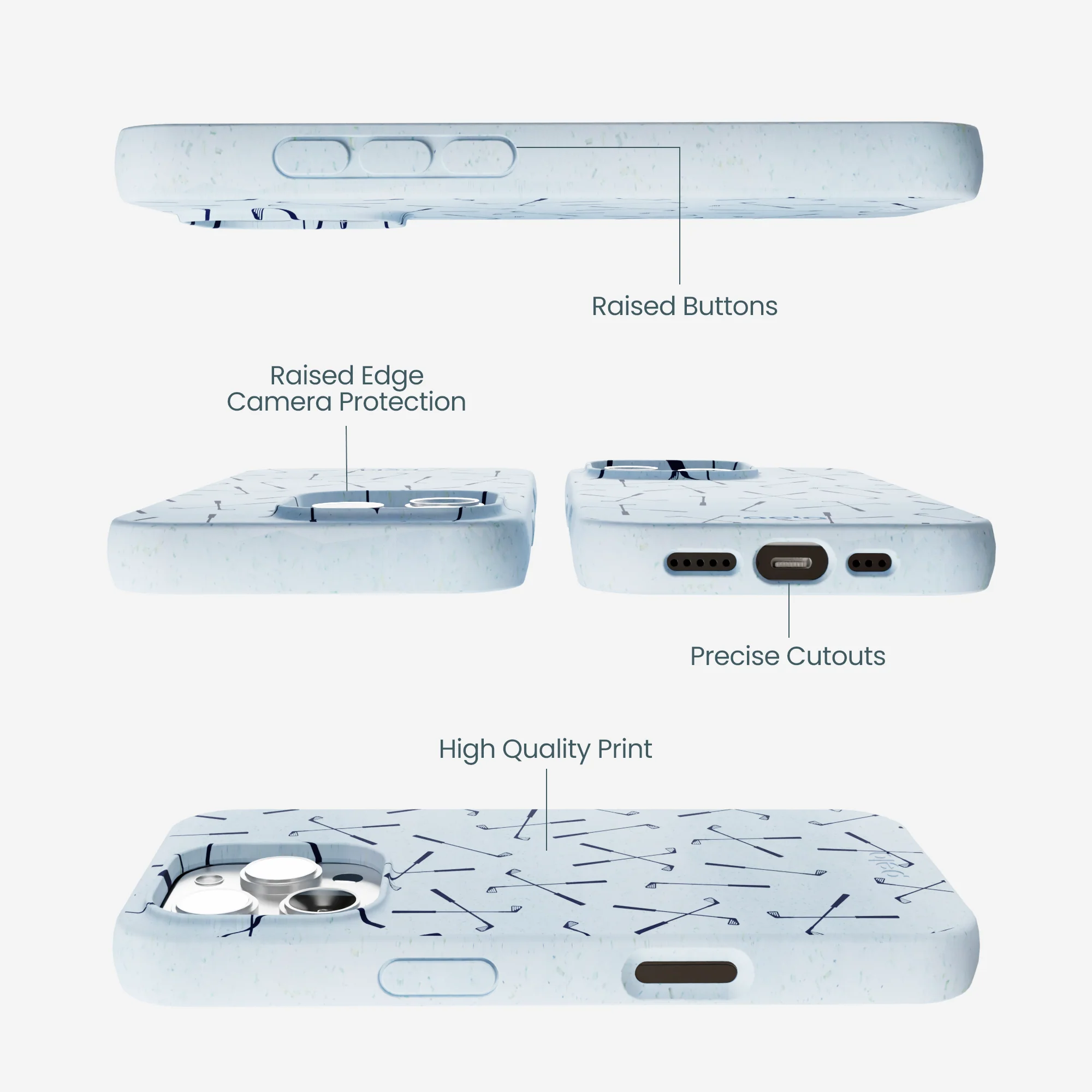 Powder Blue Golf Clubs iPhone 16 Pro Max Case - Image 3