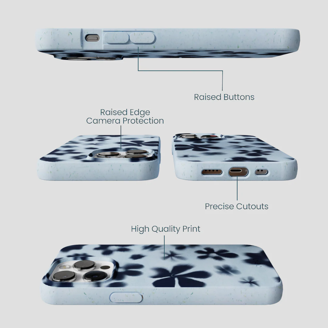 Powder Blue Hazy Daisies iPhone 13 Pro Max Case - Image 3