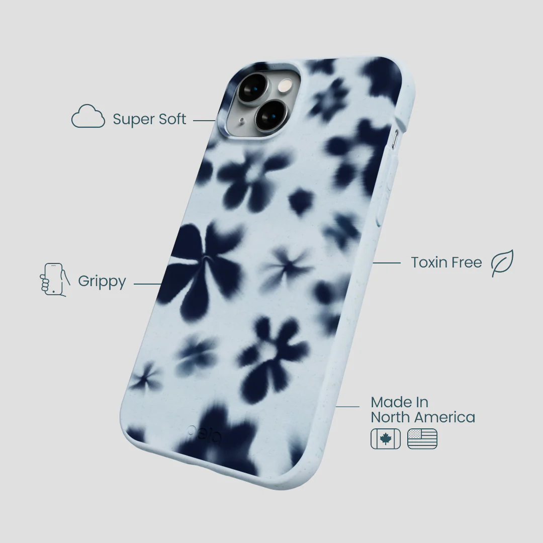 Powder Blue Hazy Daisies iPhone 14 Plus Case - Image 4