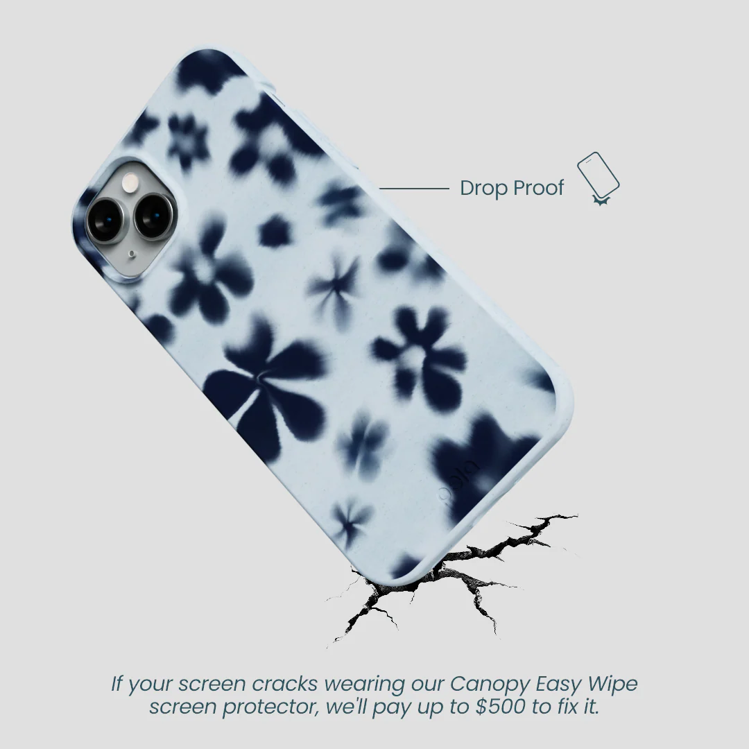Powder Blue Hazy Daisies iPhone 14 Plus Case - Image 5