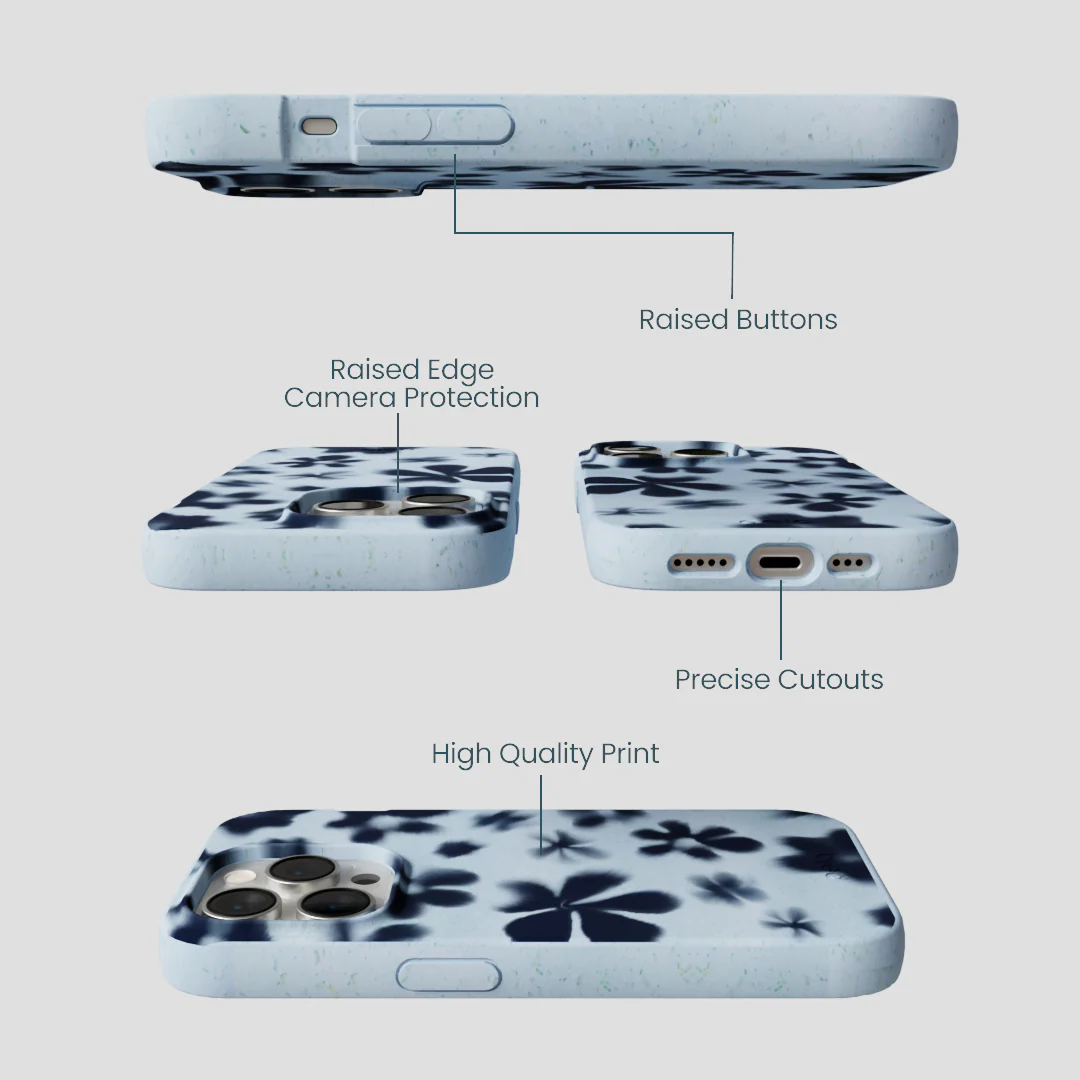 Powder Blue Hazy Daisies iPhone 14 Pro Case - Image 3
