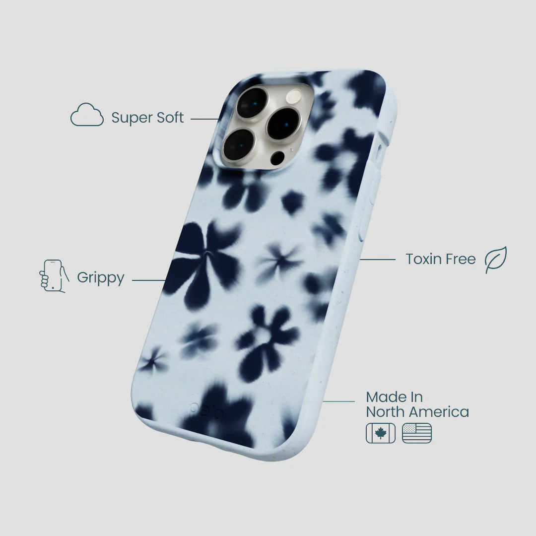 Powder Blue Hazy Daisies iPhone 14 Pro Case - Image 4