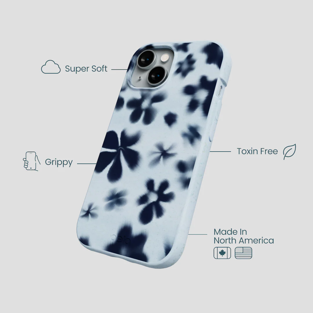 Powder Blue Hazy Daisies iPhone 15 Case - Image 4