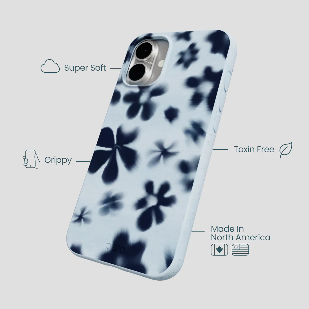 Powder Blue Hazy Daisies iPhone 16 Plus Case - Image 4