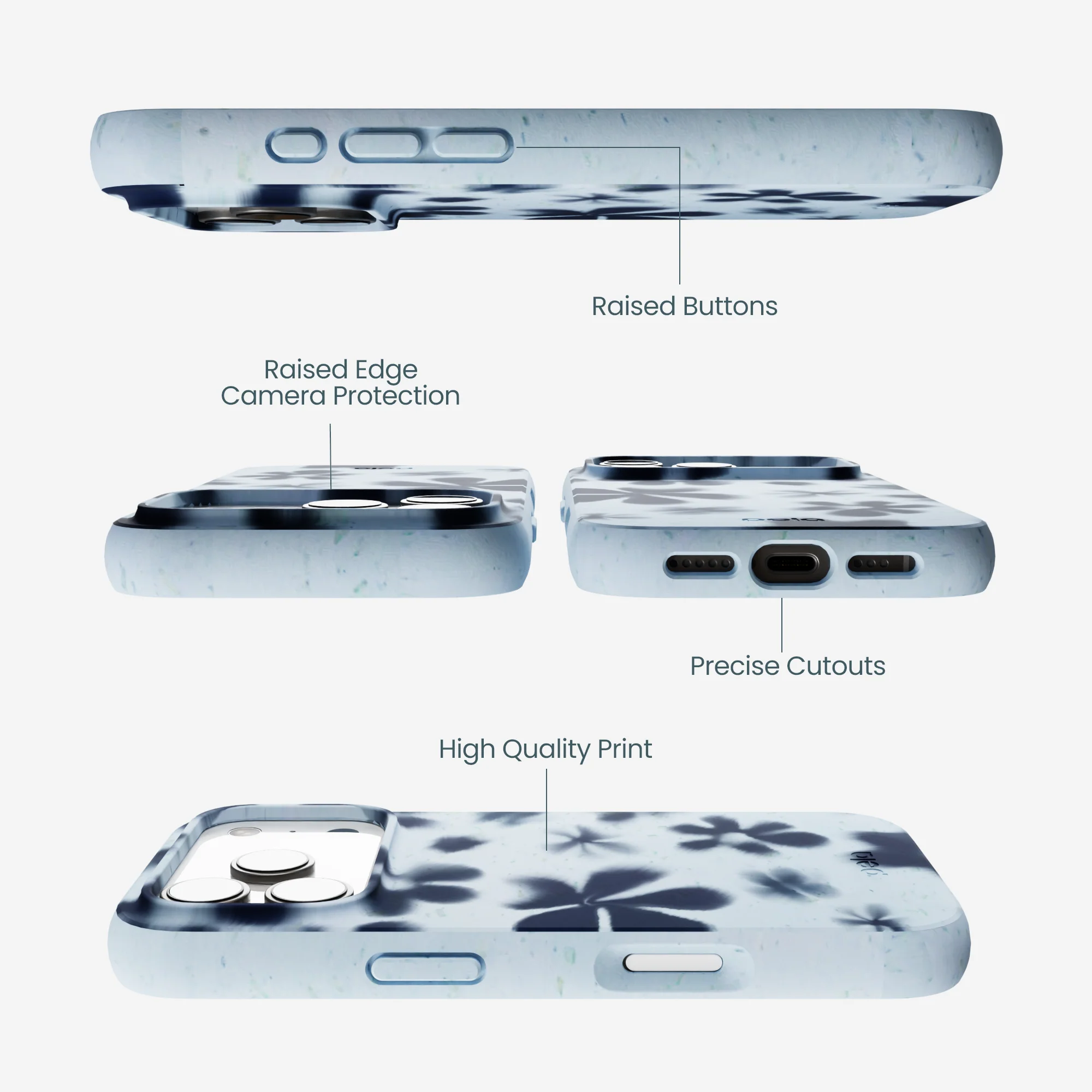Powder Blue Hazy Daisies iPhone 17 Pro Case - Image 3