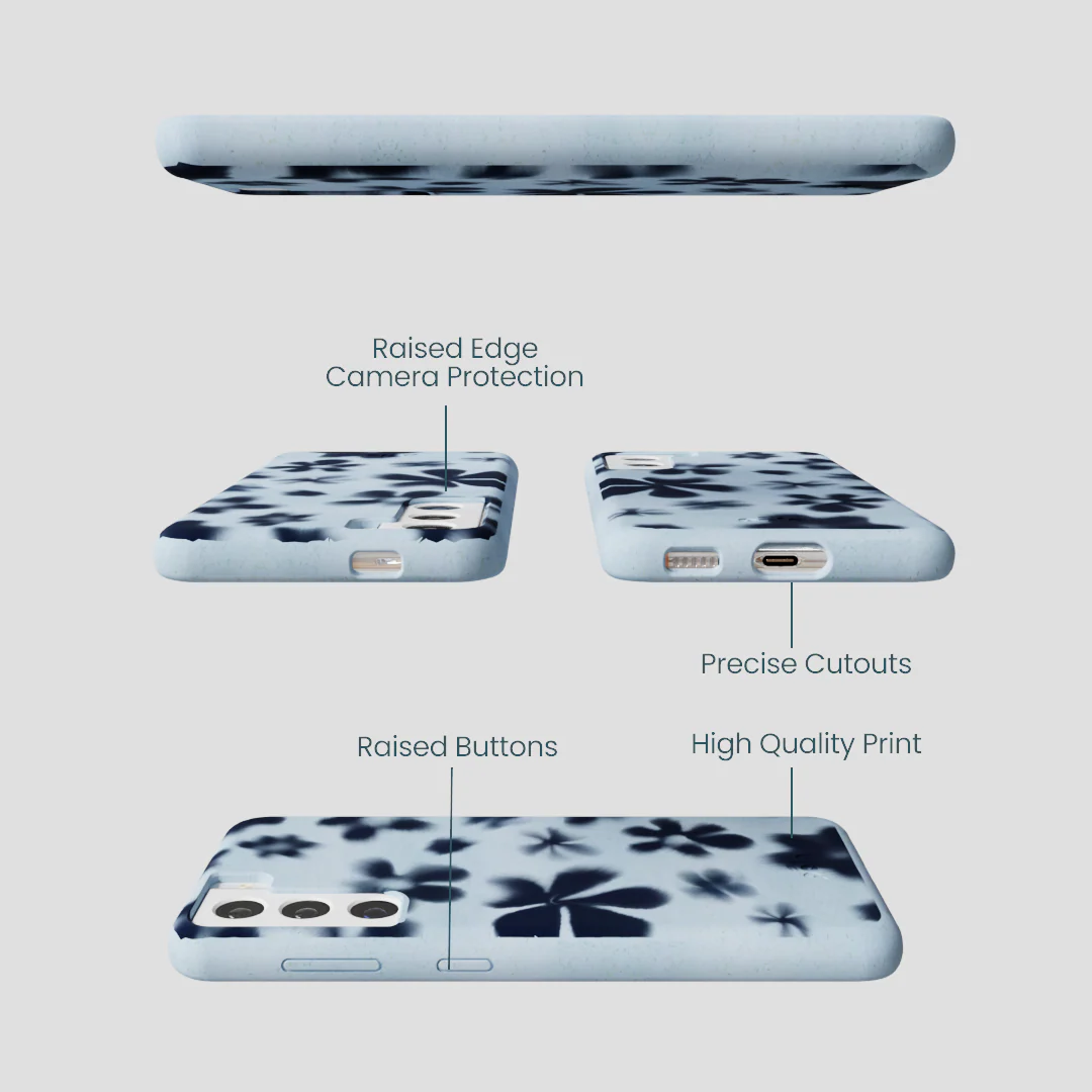 Powder Blue Hazy Daisies Samsung Galaxy S22 Case - Image 3