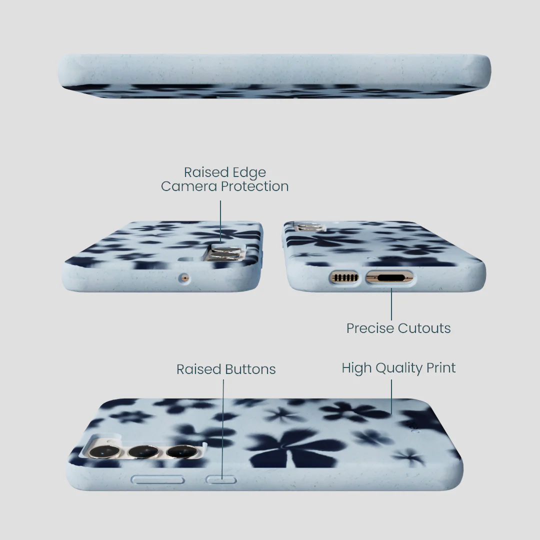 Powder Blue Hazy Daisies Samsung Galaxy S24+(Plus) Case - Image 3