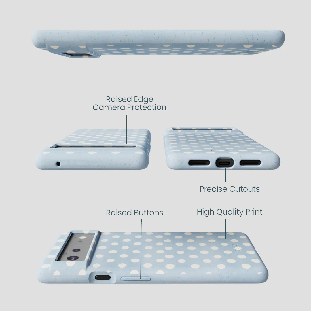 Powder Blue Indigo Dots Google Pixel 6 Case - Image 3