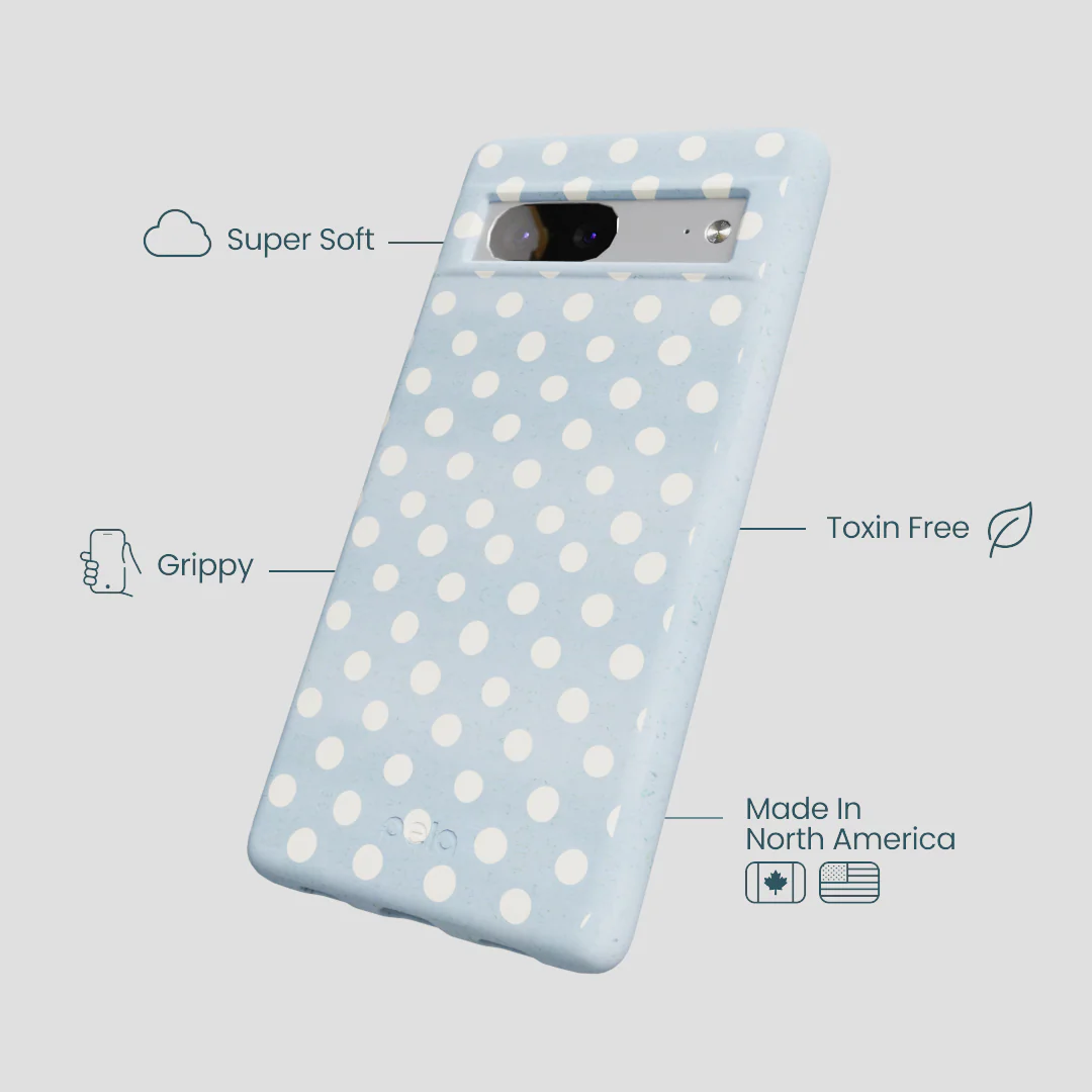Powder Blue Indigo Dots Google Pixel 7 Case - Image 4