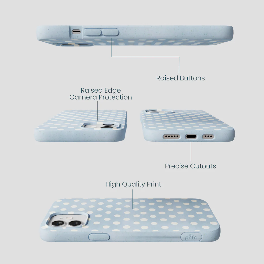 Powder Blue Indigo Dots iPhone 12/ iPhone 12 Pro Case - Image 3