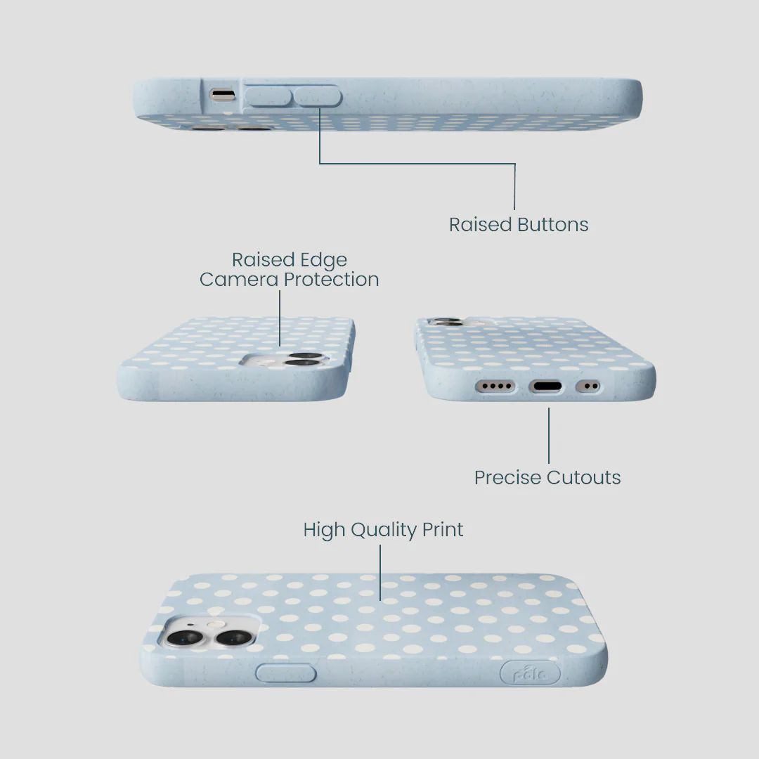Powder Blue Indigo Dots iPhone 12 Mini Case - Image 3