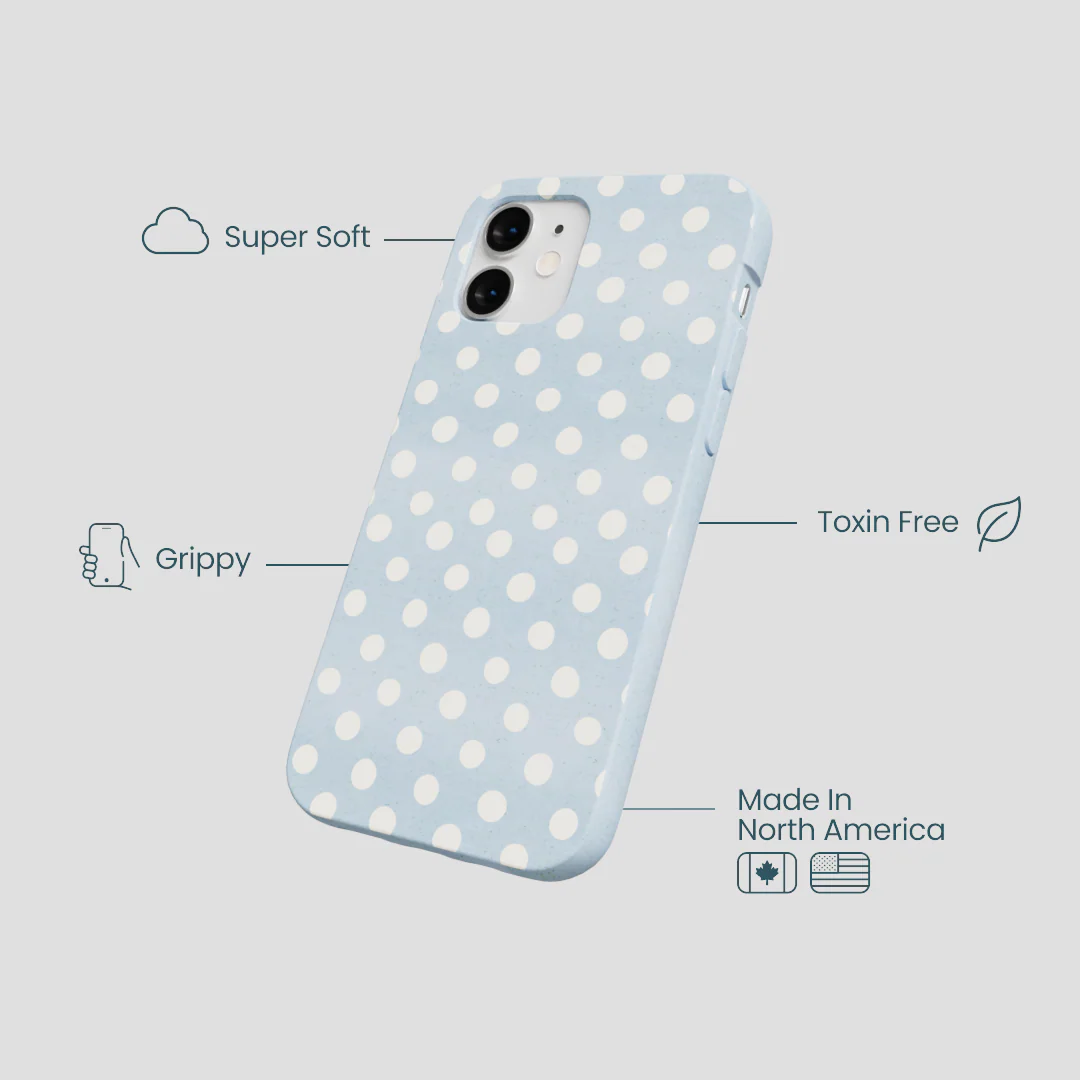 Powder Blue Indigo Dots iPhone 12 Mini Case - Image 4