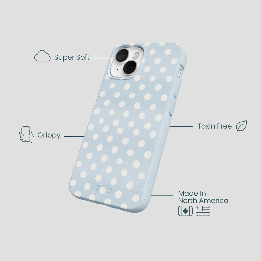 Powder Blue Indigo Dots iPhone 13 Mini Case - Image 4