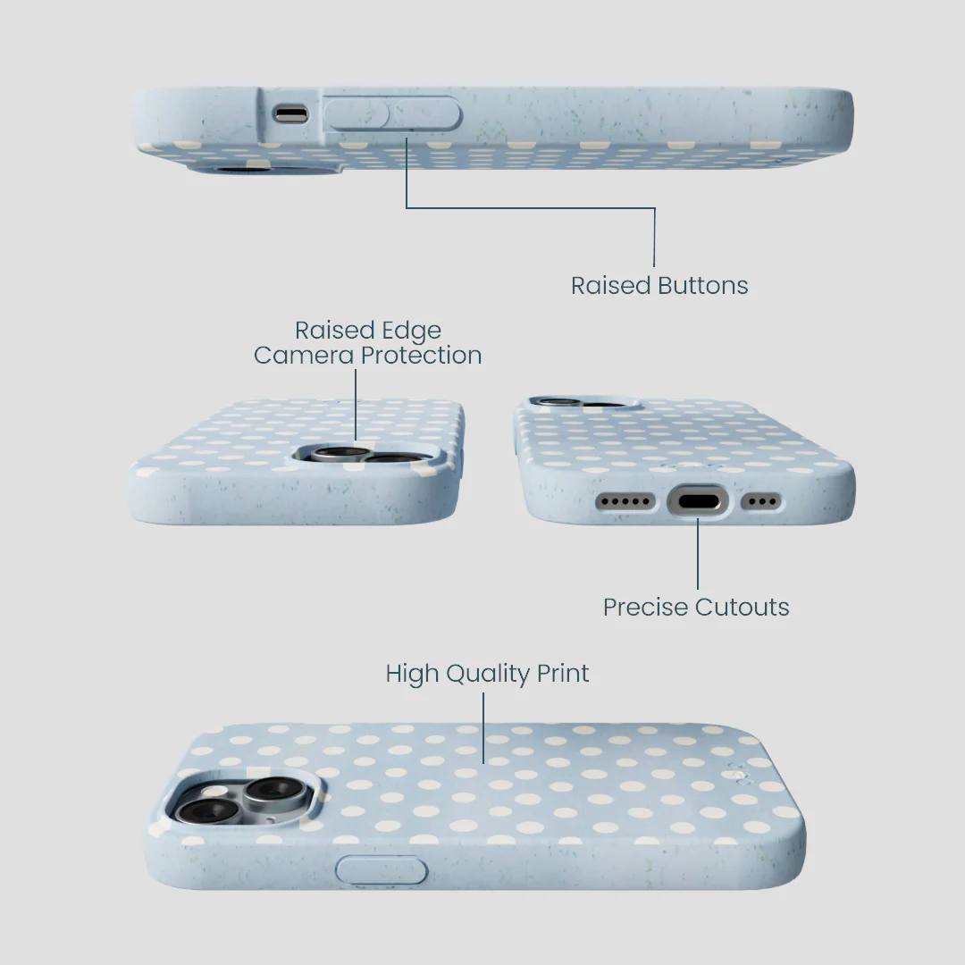 Powder Blue Indigo Dots iPhone 14 Case - Image 3