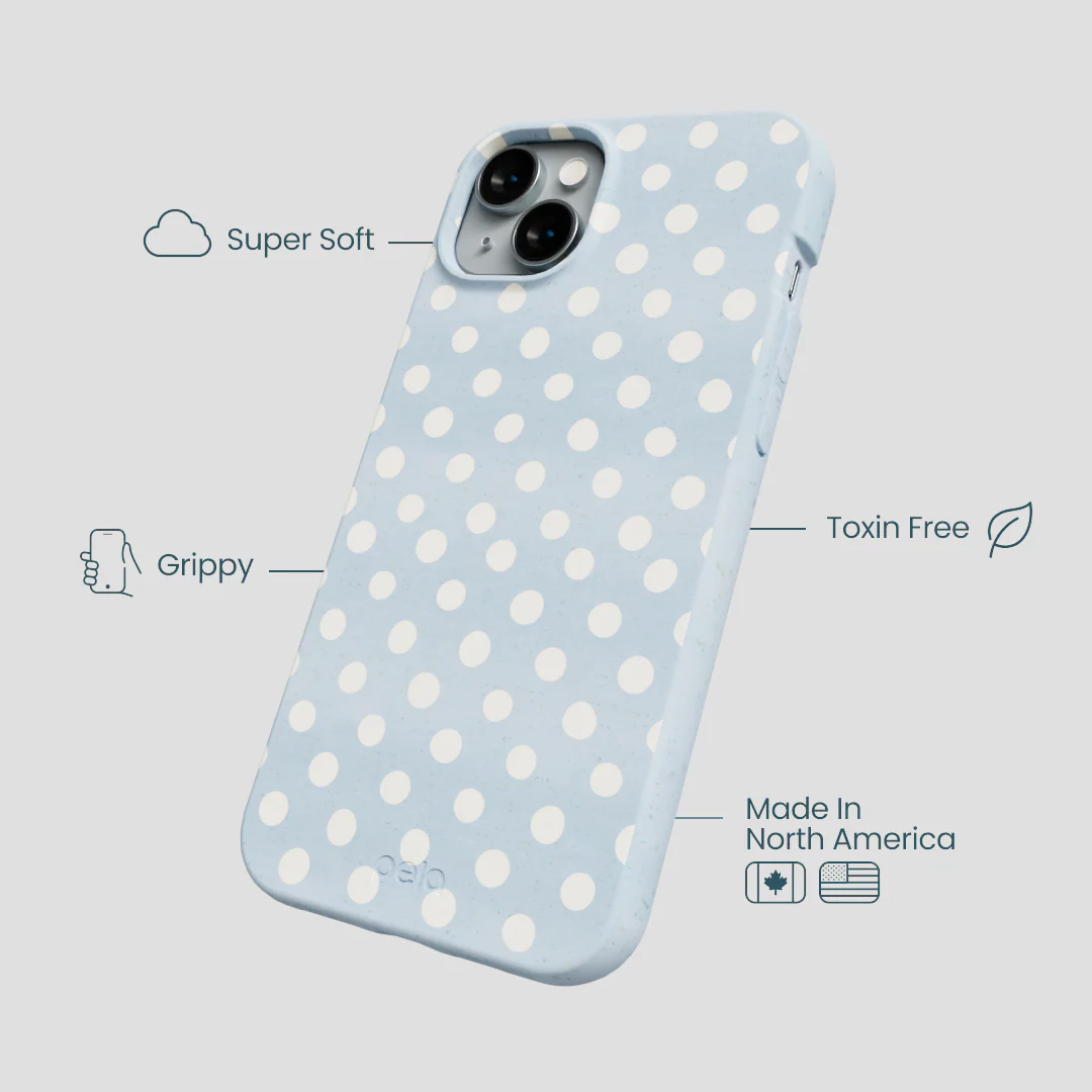 Powder Blue Indigo Dots iPhone 14 Plus Case - Image 4