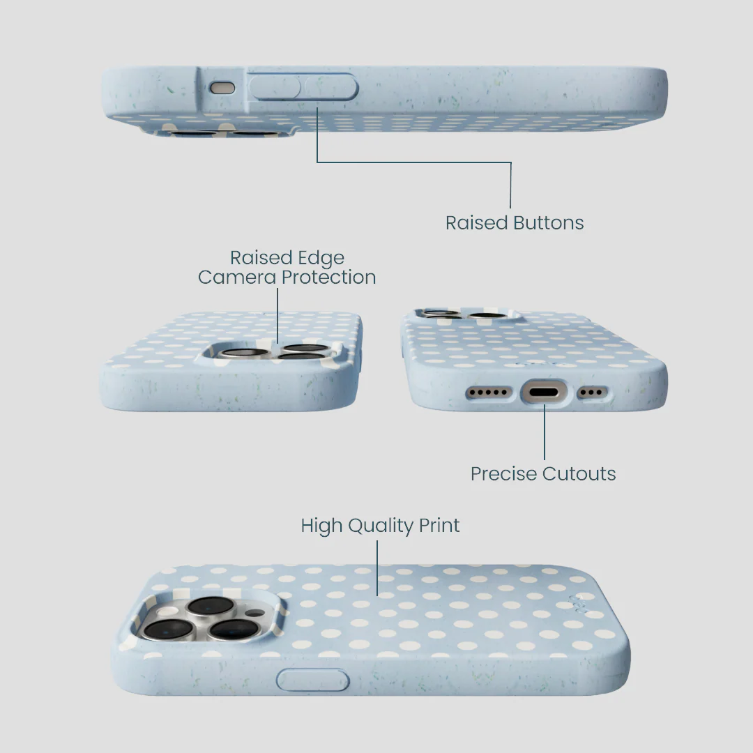 Powder Blue Indigo Dots iPhone 14 Pro Case - Image 3
