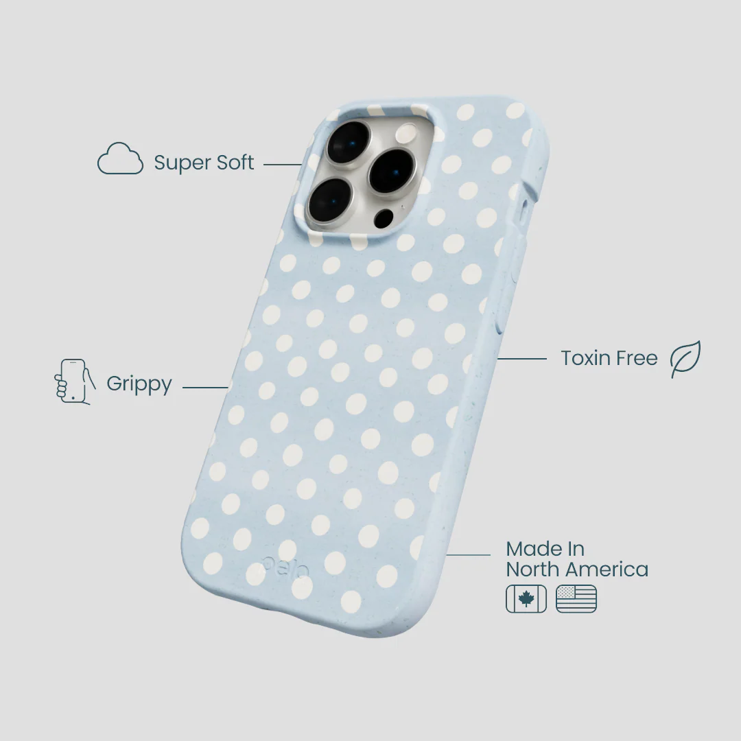 Powder Blue Indigo Dots iPhone 14 Pro Case - Image 4